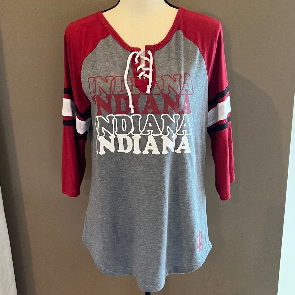 Women's Colosseum Indiana Hoosiers Lace-up Henley, Size Large